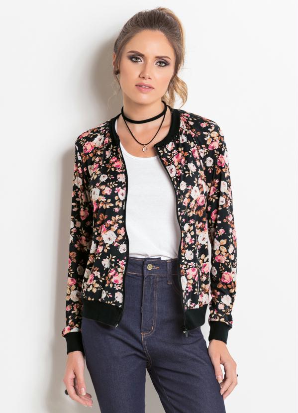 jaqueta bomber floral feminina