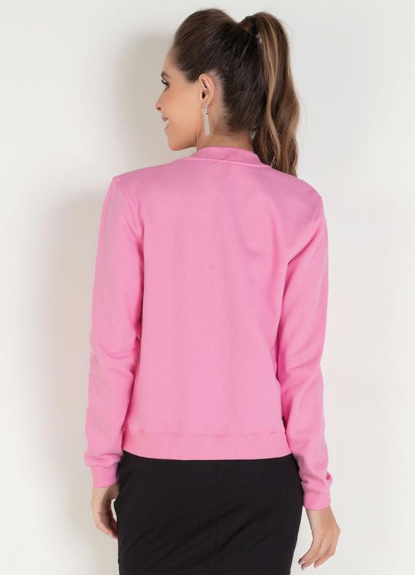 Outlet - Jaqueta Bomber Rosa Clara com Estampa Frontal 2
