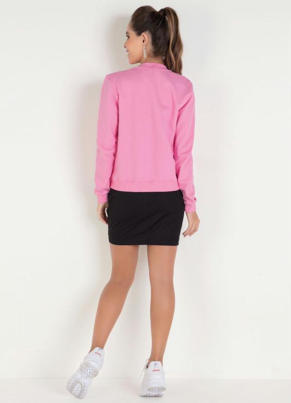 Outlet - Jaqueta Bomber Rosa Clara com Estampa Frontal 4