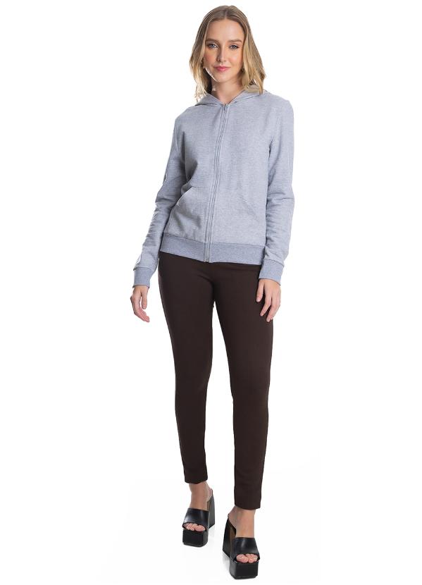 Rovitex - Jaqueta Feminina Básica com Capuz Cinza Escura 3