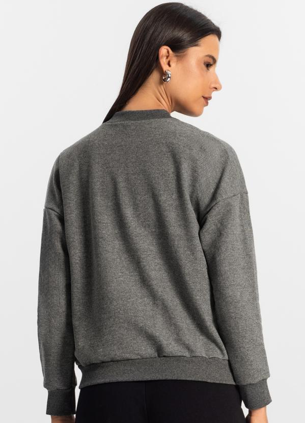 Rovitex - Jaqueta Feminina Básica de Moletom Cinza 2