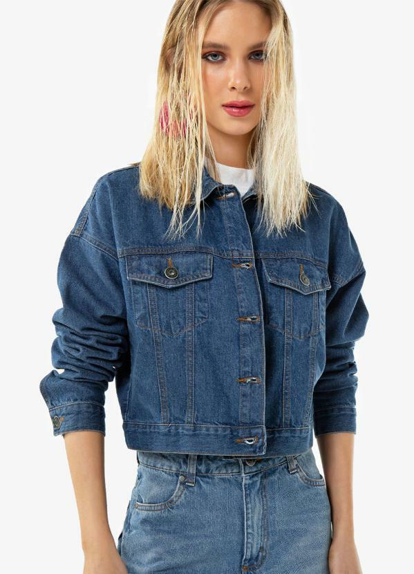 Jaqueta Feminina Jeans Cropped Confort com Elastano