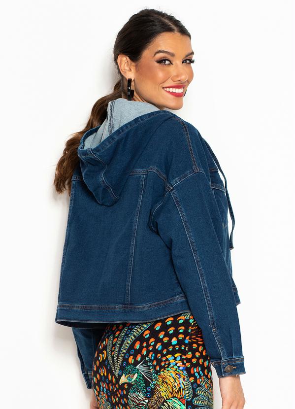 Dzarm - Jaqueta Jeans com Touca Azul Médio 2