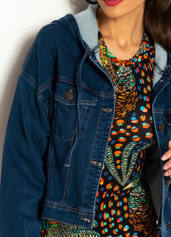 Dzarm - Jaqueta Jeans com Touca Azul Médio 6