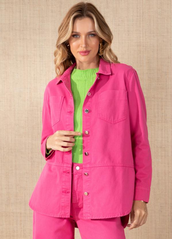 Quintess - Jaqueta Jeans Pink com Bolsos 7