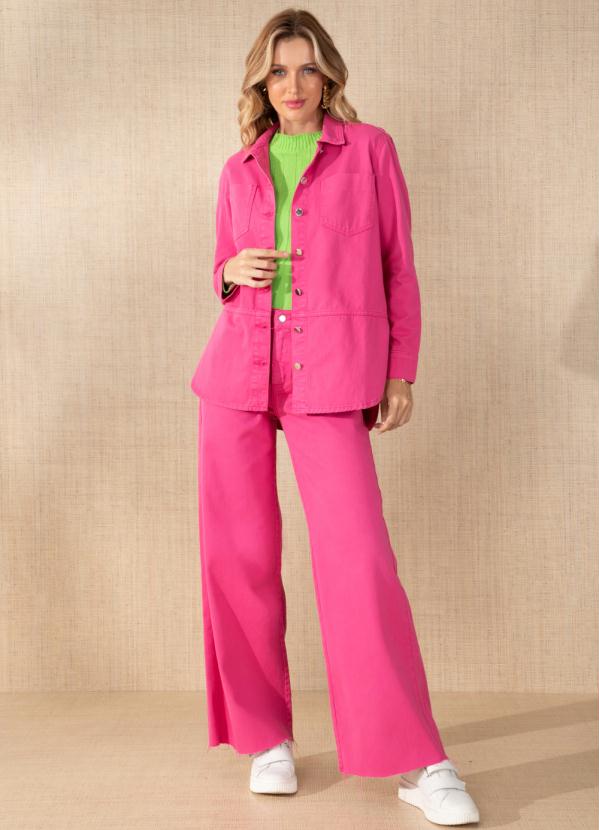 Quintess - Jaqueta Jeans Pink com Bolsos 9