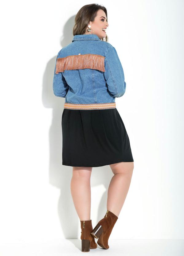 Quintess - Jaqueta Jeans Quintess com Franjas nas Costas 10