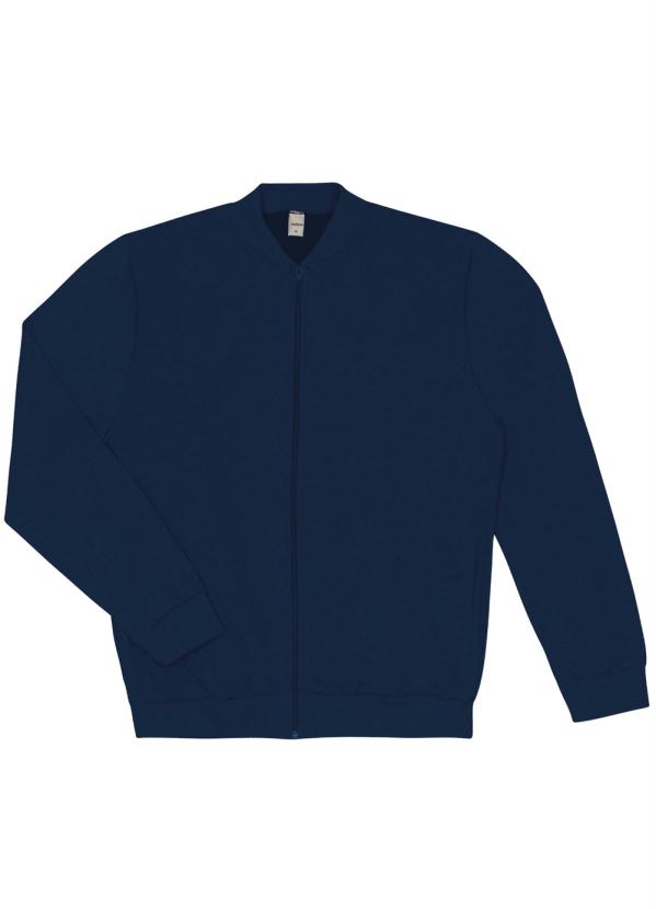 Jaqueta Masculina Básica de Moletom Azul Rovitex