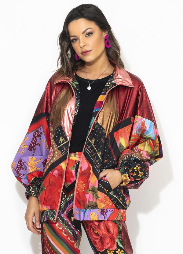 Farm - Jaqueta Metalizada Misturinha de Lenço Vermelha 1