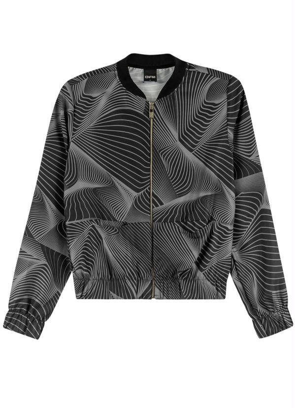 Enfim - Jaqueta Preta Bomber em Satin