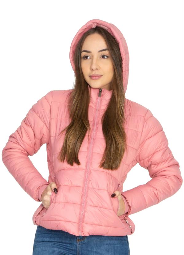 Rovitex - Jaqueta Puffer Feminina com Capuz Sea Surf Rosa 3