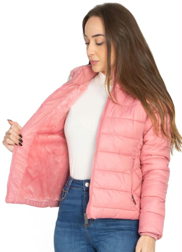 Rovitex - Jaqueta Puffer Feminina com Capuz Sea Surf Rosa 4