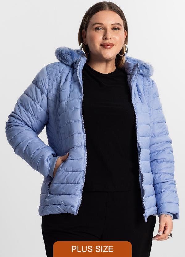 Rovitex Jaqueta Puffer Feminina Plus Size Sea Surf Roxo
