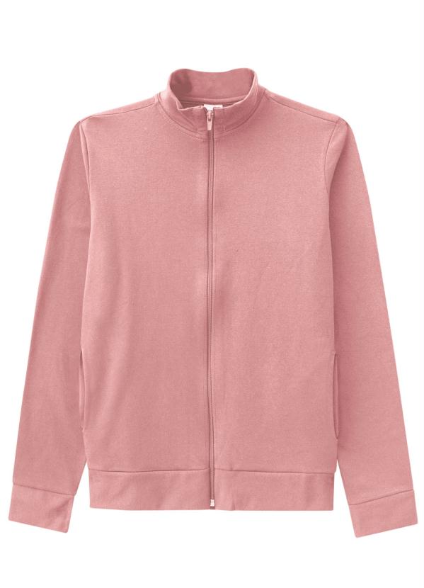 Malwee - Jaqueta Rosa Tradicional em Moletom Flanelado