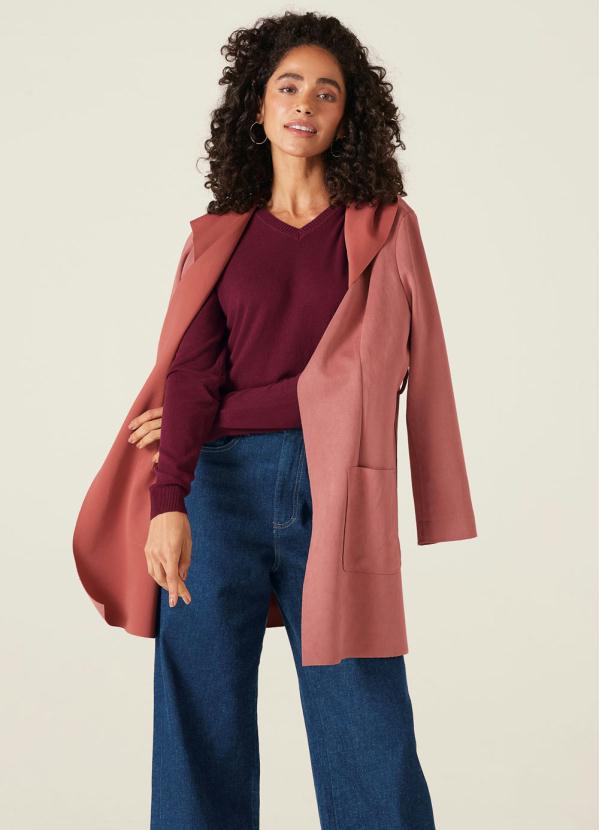Malwee - Jaqueta Rosê em Suede Feminino