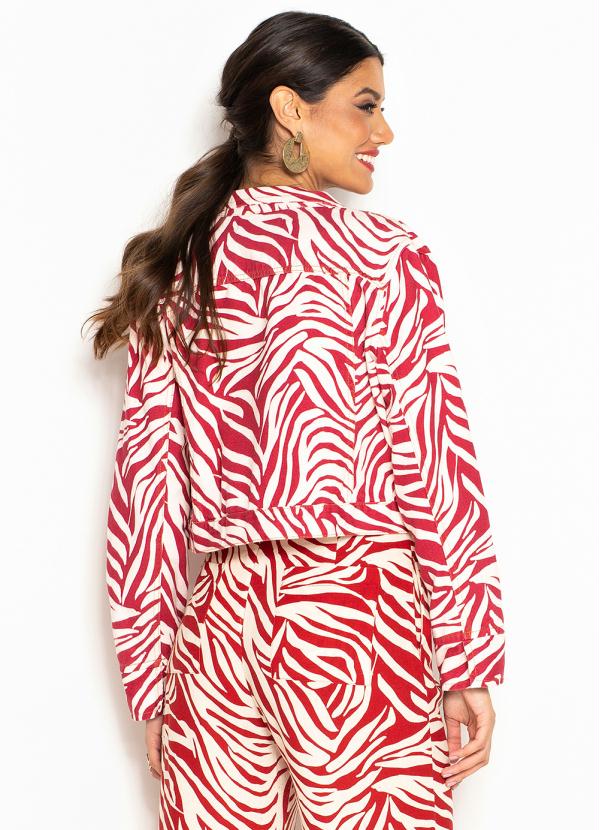 Maria Filó - Jaqueta Sarja Estampa Labirinto Vermelho 2