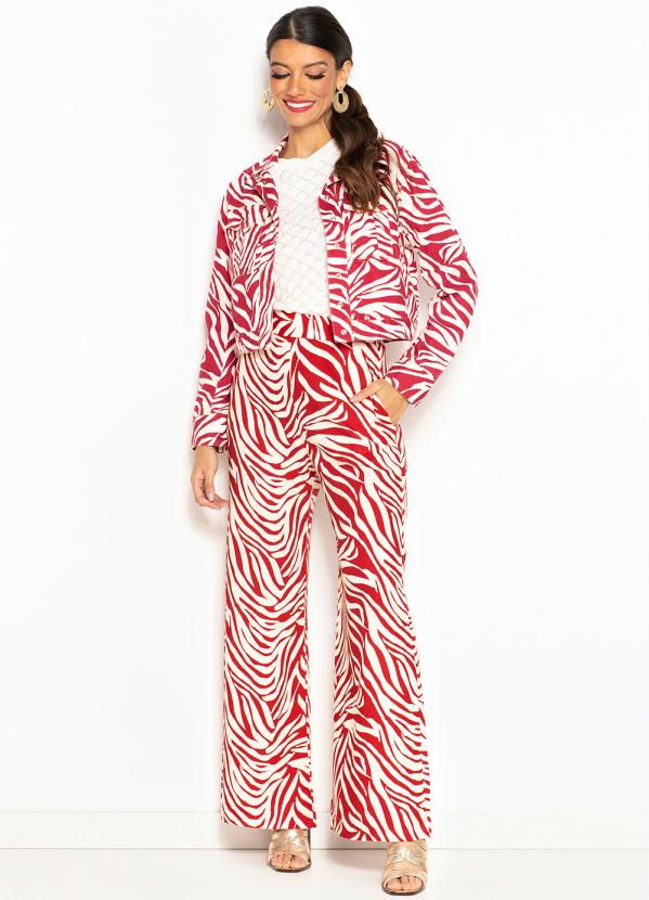 Maria Filó - Jaqueta Sarja Estampa Labirinto Vermelho 3