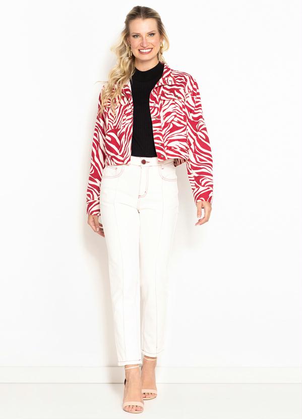 Maria Filó - Jaqueta Sarja Estampa Labirinto Vermelho 7