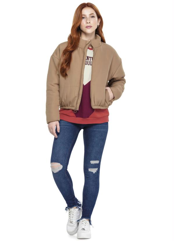 Enfim - Jaqueta Taupe Feminina com Plaqueta 2