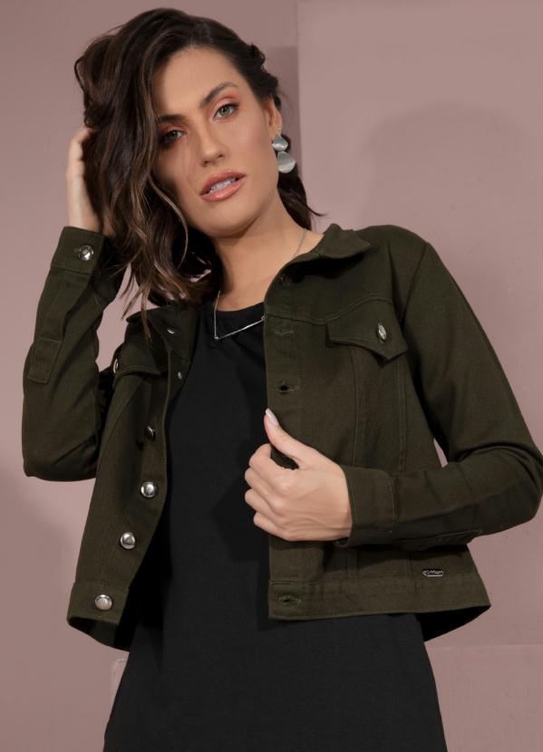 Quintess - Jaqueta Verde em Sarja com Botões
