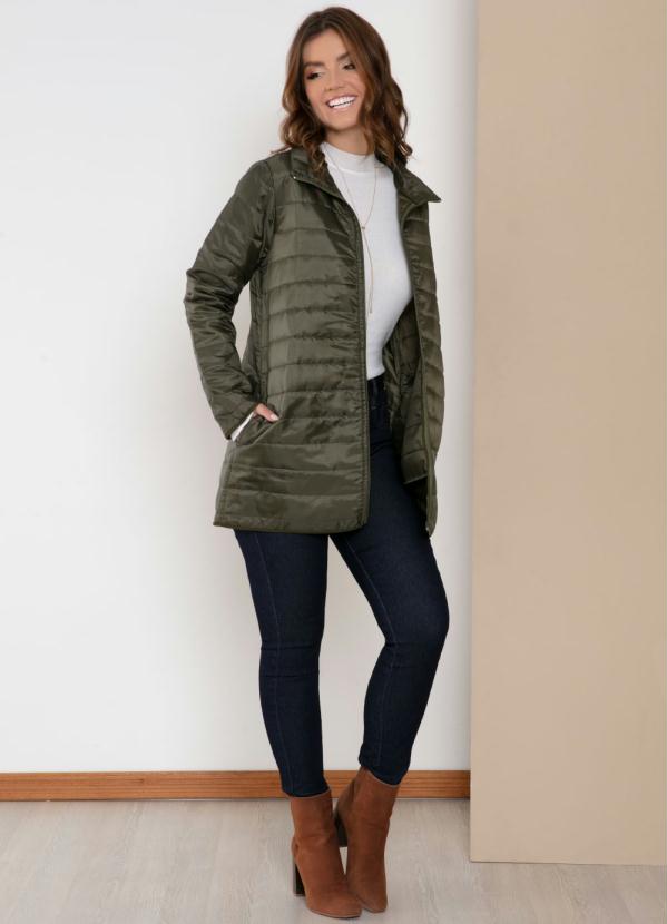 Quintess - Jaqueta Verde Matelassê com Bolsos Funcionais 3