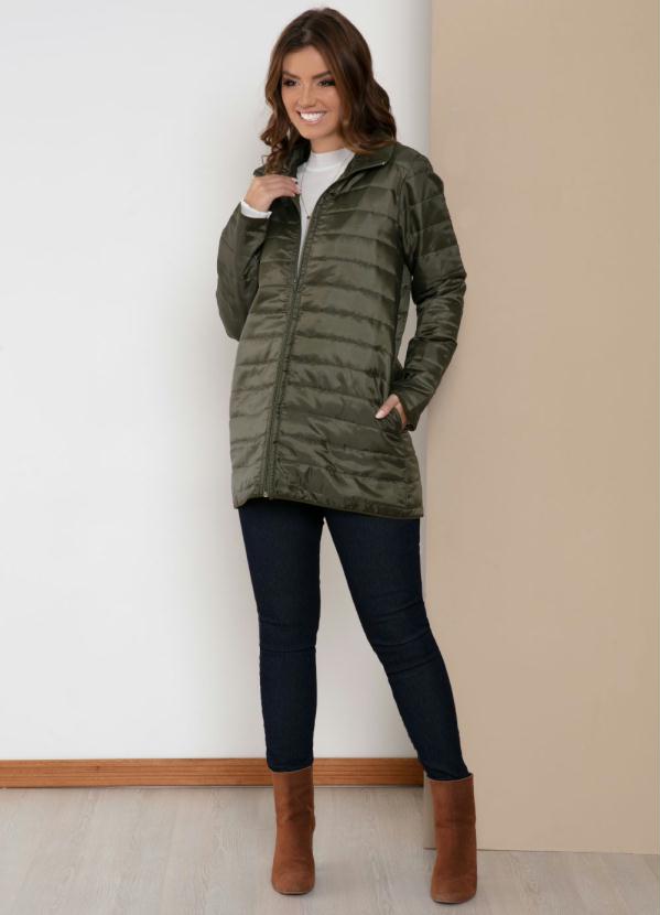Quintess - Jaqueta Verde Matelassê com Bolsos Funcionais 5