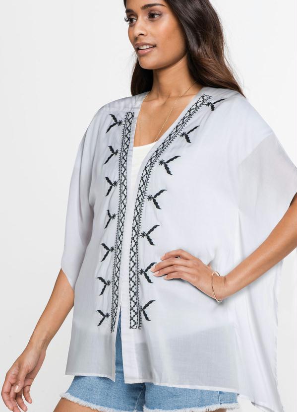 bonprix - Kimono com Abertura Bordada Branco 3