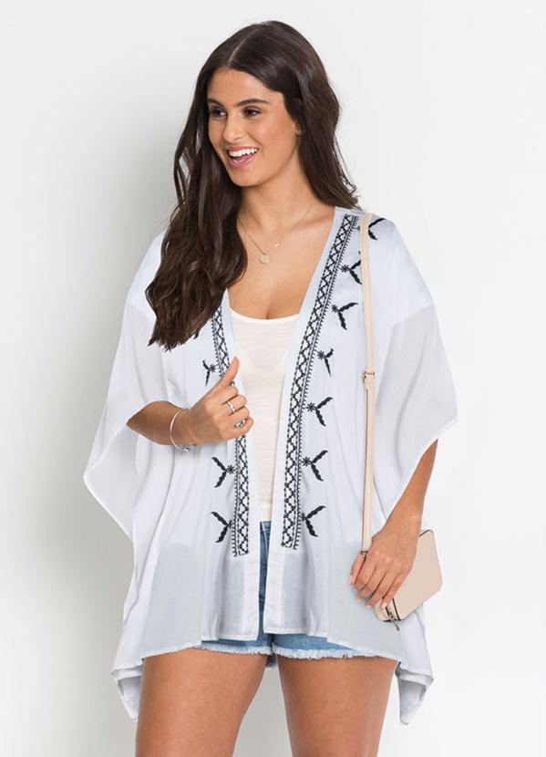 bonprix - Kimono com Abertura Bordada Branco 5