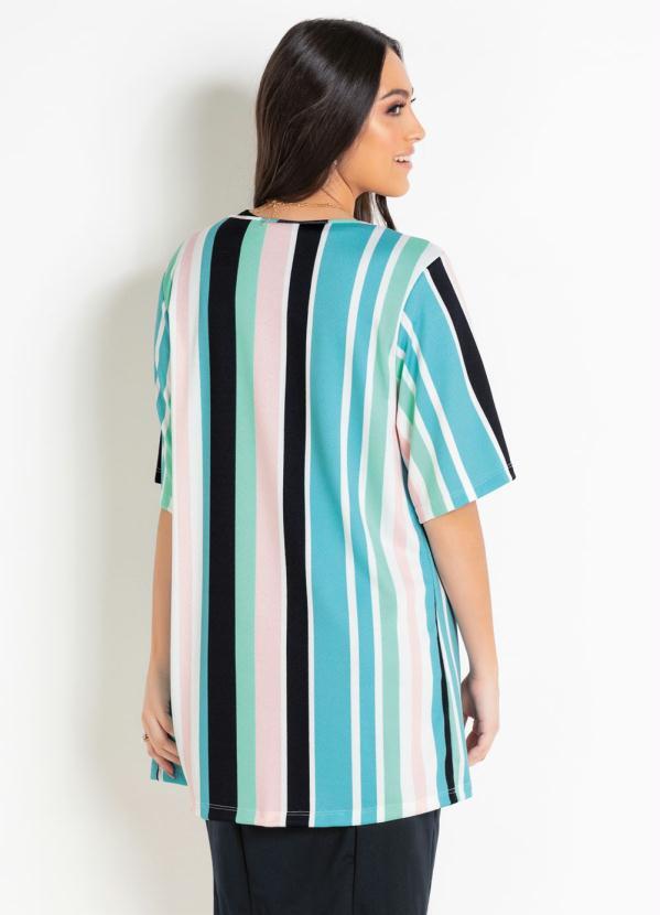 Outlet - Kimono com Mangas Evasê Listrado Moda Evangélica 2