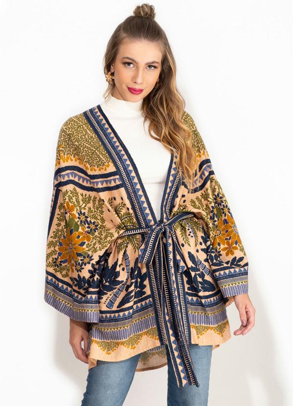 Farm - Kimono de Viscose Realeza Bege