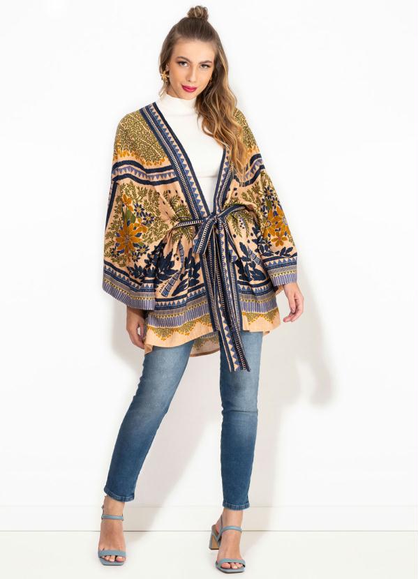 Farm - Kimono de Viscose Realeza Bege 3