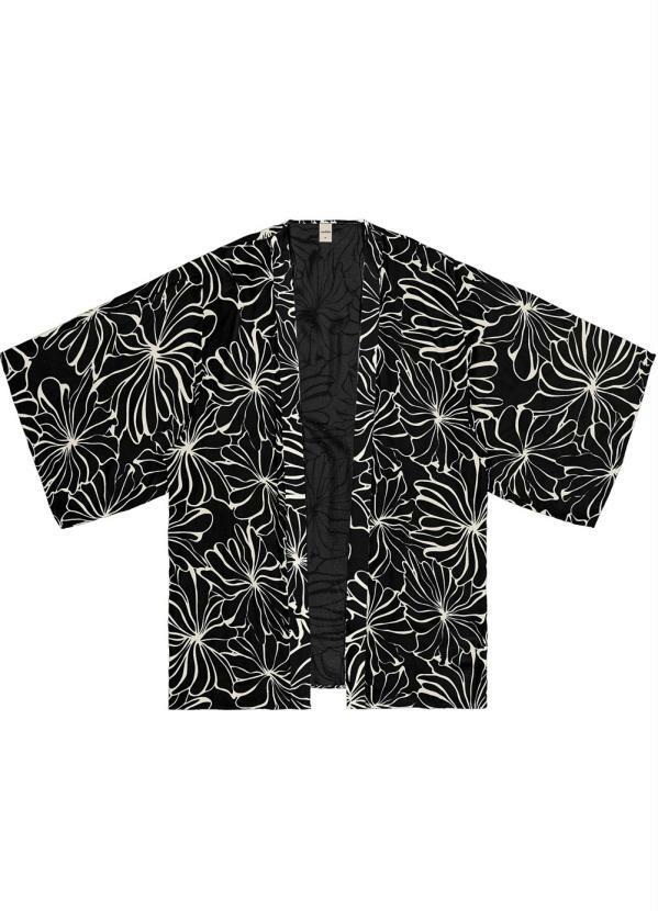 Rovitex - Kimono Feminino Estampado Preto