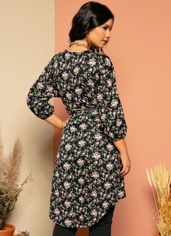 Quintess - Kimono Floral Alongado com Faixa Fixa 2