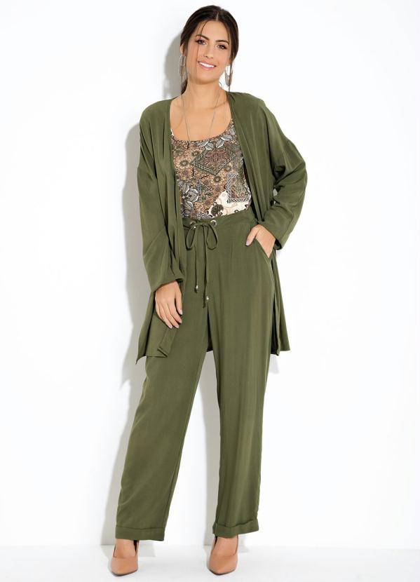 Quintess - Kimono Verde com Fendas nas Laterais 3