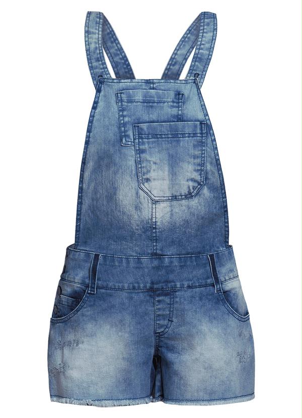 Quintess - Jardineira Jeans Efeito Lavagem 7