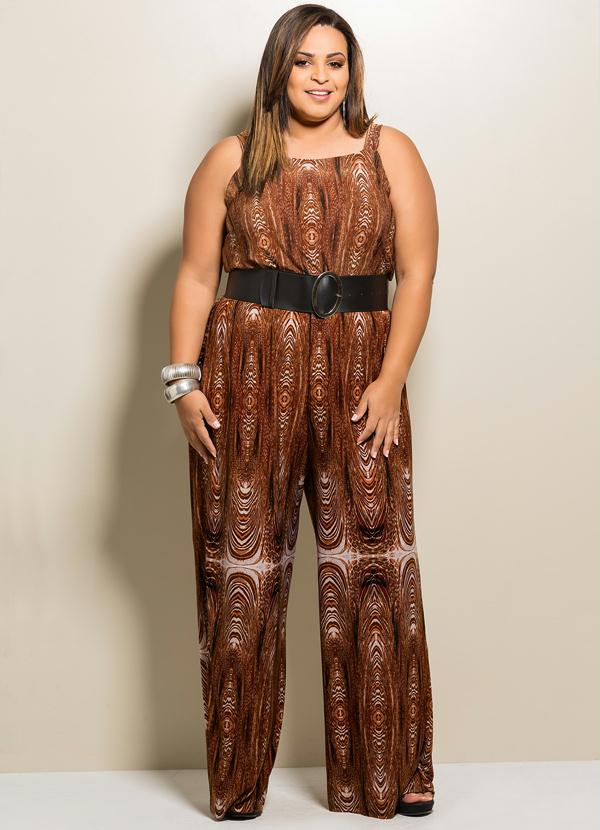 Marguerite - Macacão de Alça Plus Size Estampado