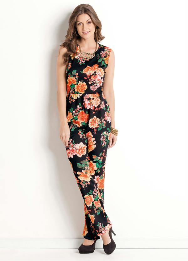 Outlet - Macacão Decote Redondo Floral 3