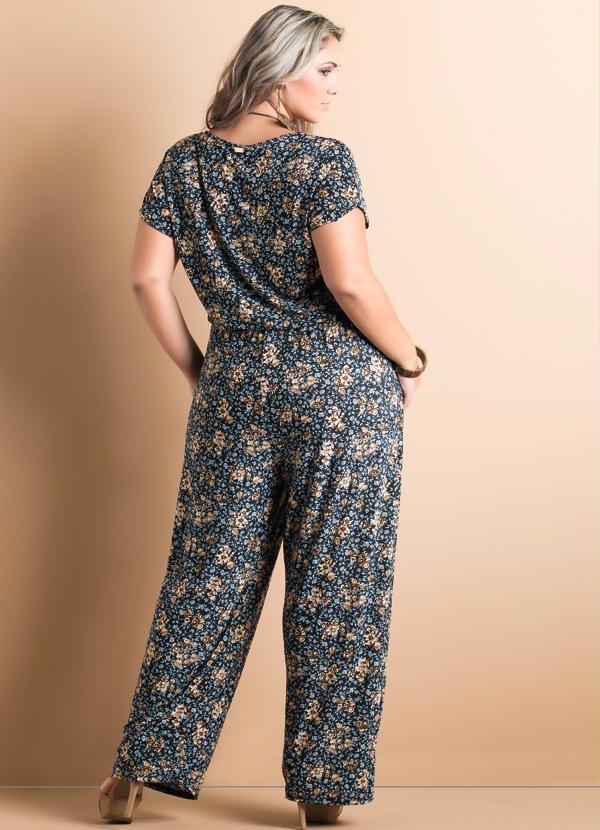 Quintess - Macacão Decote V Floral Plus Size 2