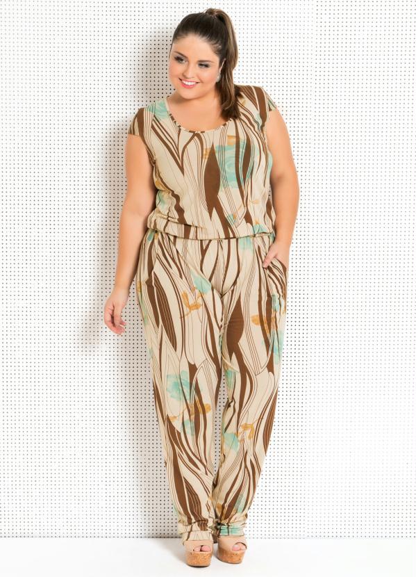 Quintess - Macacão Estampado Plus Size