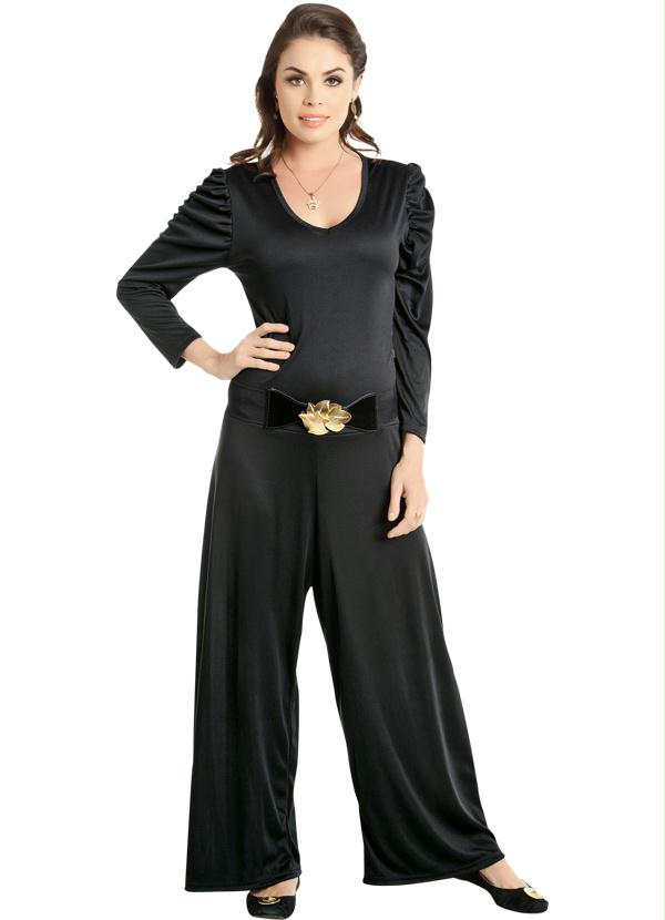 Outlet - Macacao Preto Manga Longa