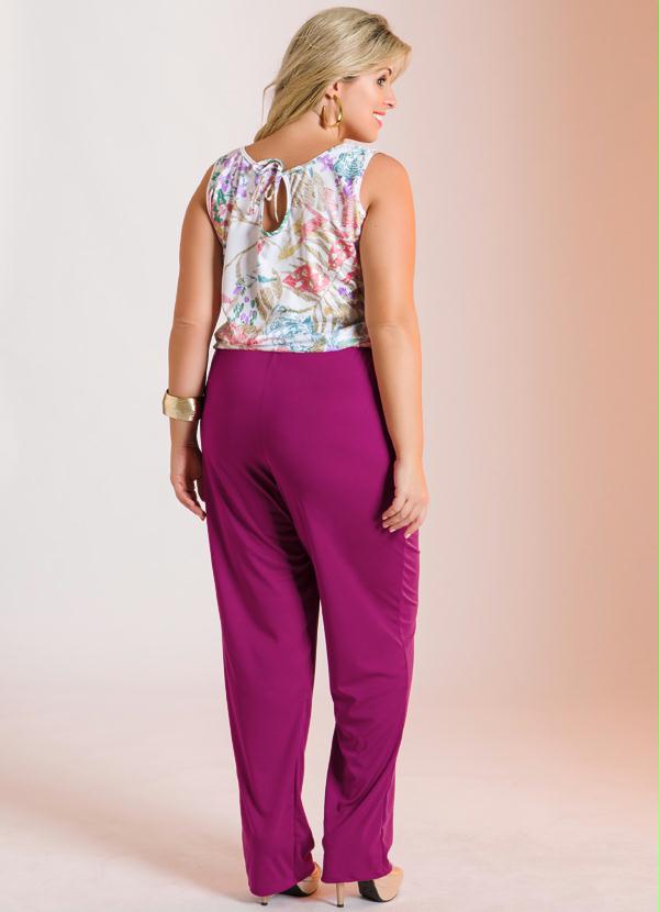 Marguerite - Macacão Rosa Estampado Plus Size 2