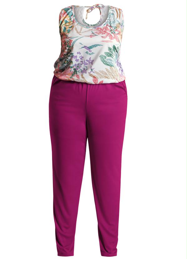 Marguerite - Macacão Rosa Estampado Plus Size 3