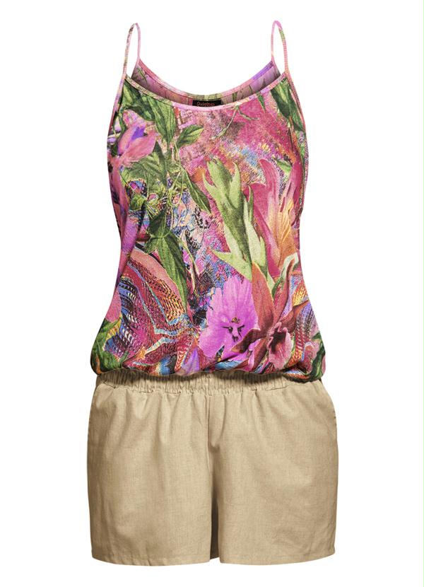 Quintess - Macaquinho de Alça Estampa Tropical e Bege 3