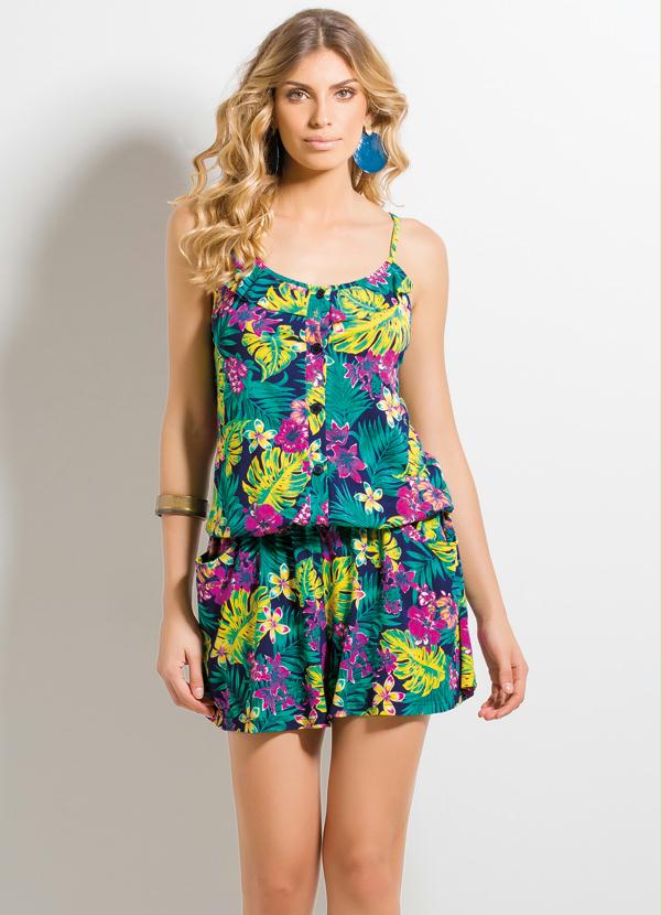 Quintess - Macaquinho de Alça Estampa Tropical