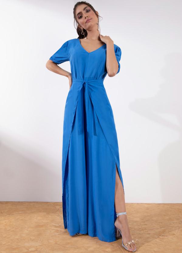 Quintess - Macacão Azul Mangas Curtas e Sobreposição 3