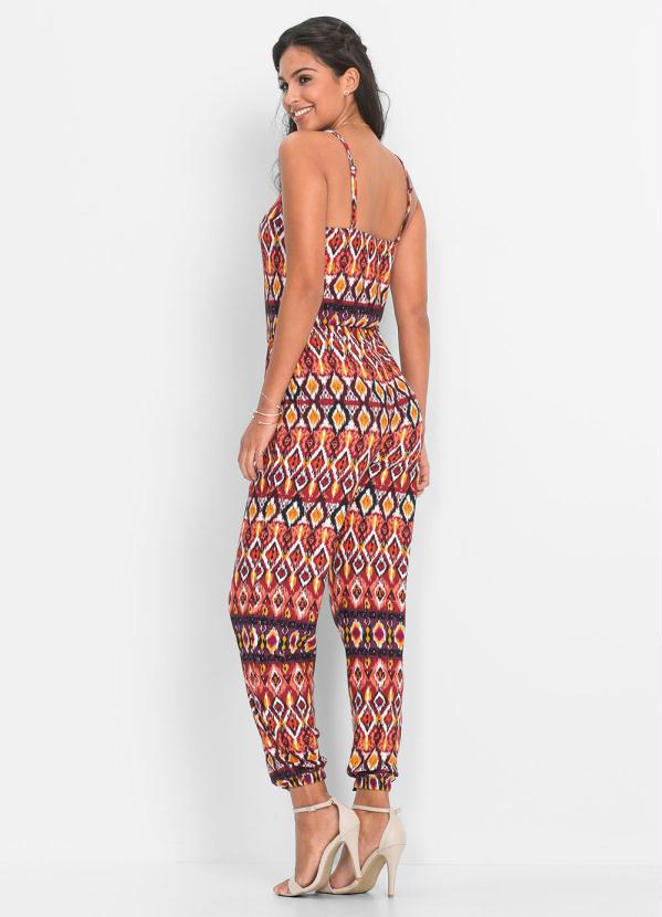 bonprix - Macacão de Alcinhas Estampado Laranja 2