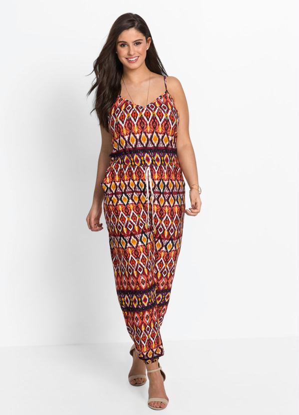 bonprix - Macacão de Alcinhas Estampado Laranja 4