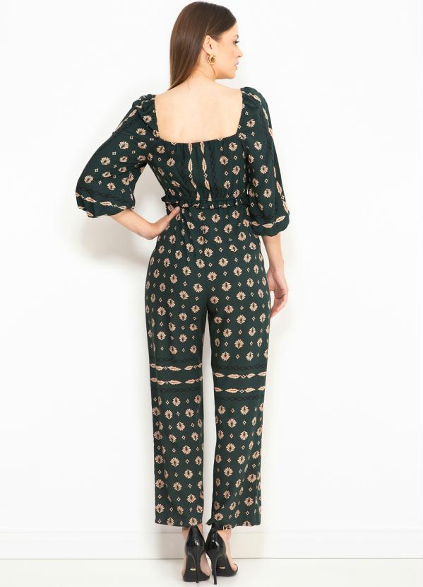 Maria Filó - Macacão de Viscose Estampa Ladrilhos Verde 2