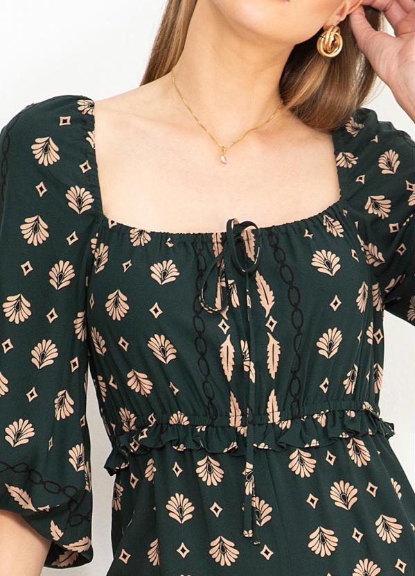 Maria Filó - Macacão de Viscose Estampa Ladrilhos Verde 3