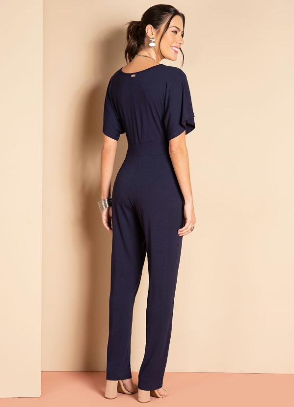 Quintess - Macacão Marinho com Mangas Amplas 2